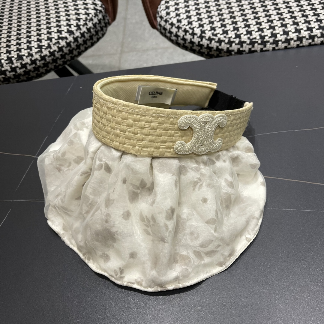  赛琳 夏季新款女花朵出游可收纳发箍贝壳帽空顶防晒
帽百搭遮阳帽沙滩帽