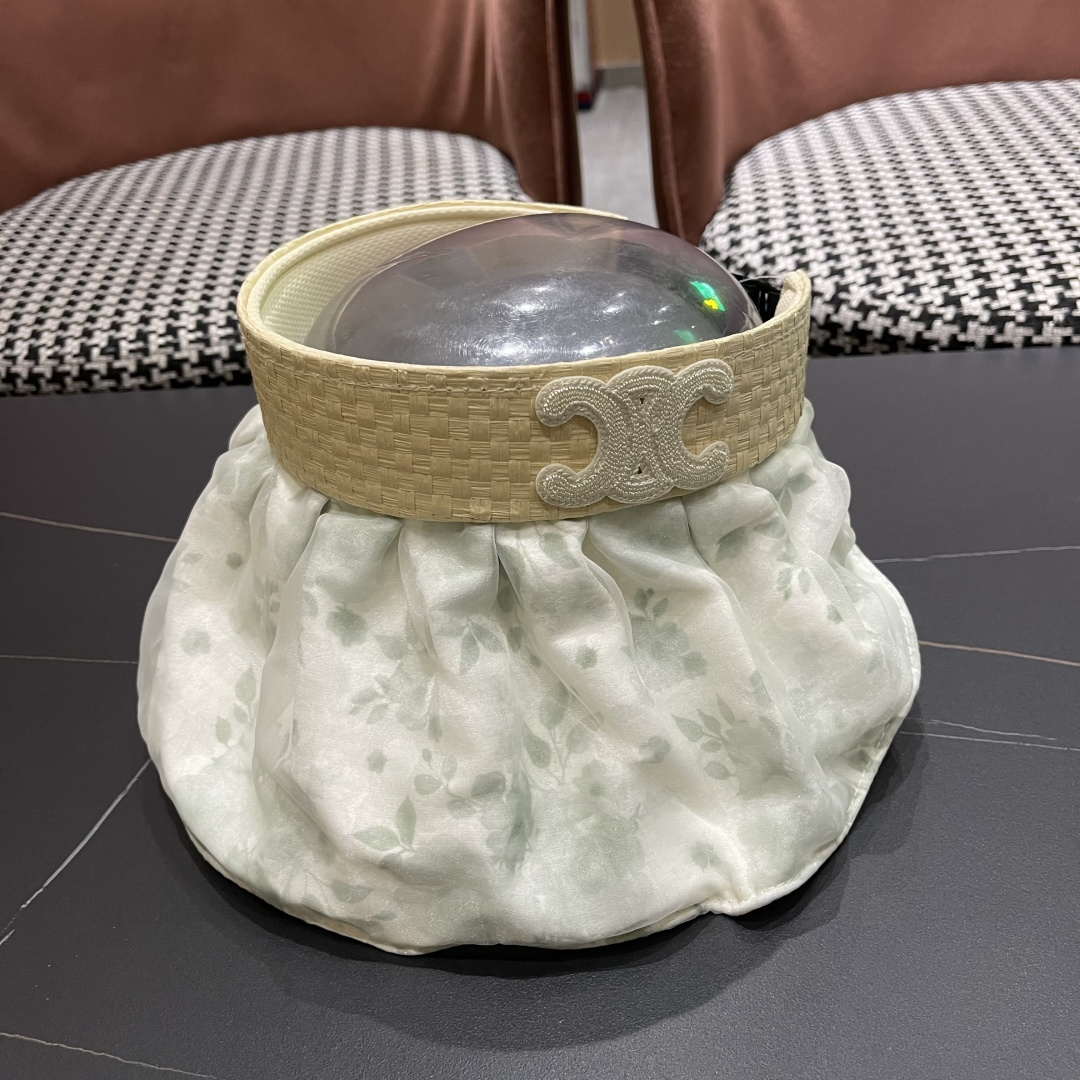  赛琳 夏季新款女花朵出游可收纳发箍贝壳帽空顶防晒
帽百搭遮阳帽沙滩帽