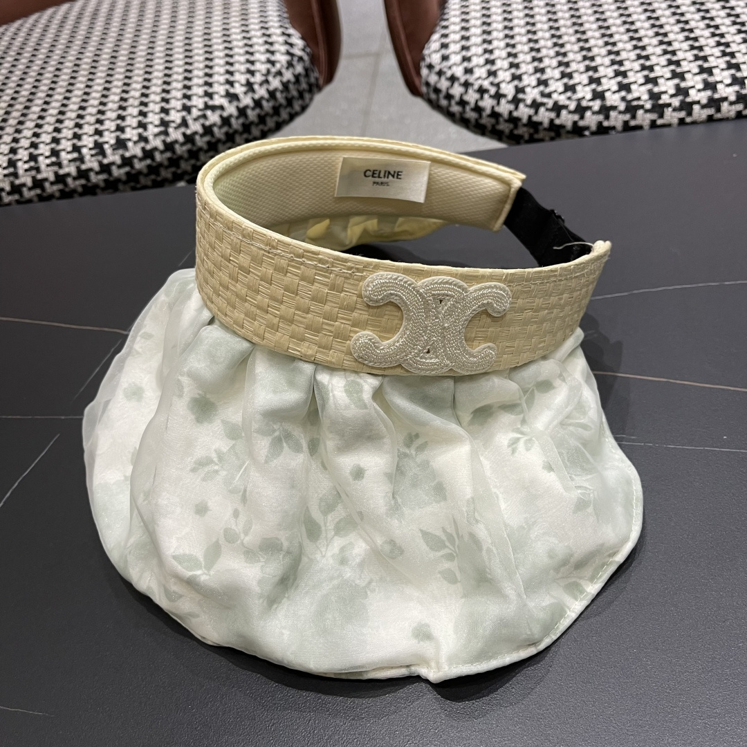  赛琳 夏季新款女花朵出游可收纳发箍贝壳帽空顶防晒
帽百搭遮阳帽沙滩帽