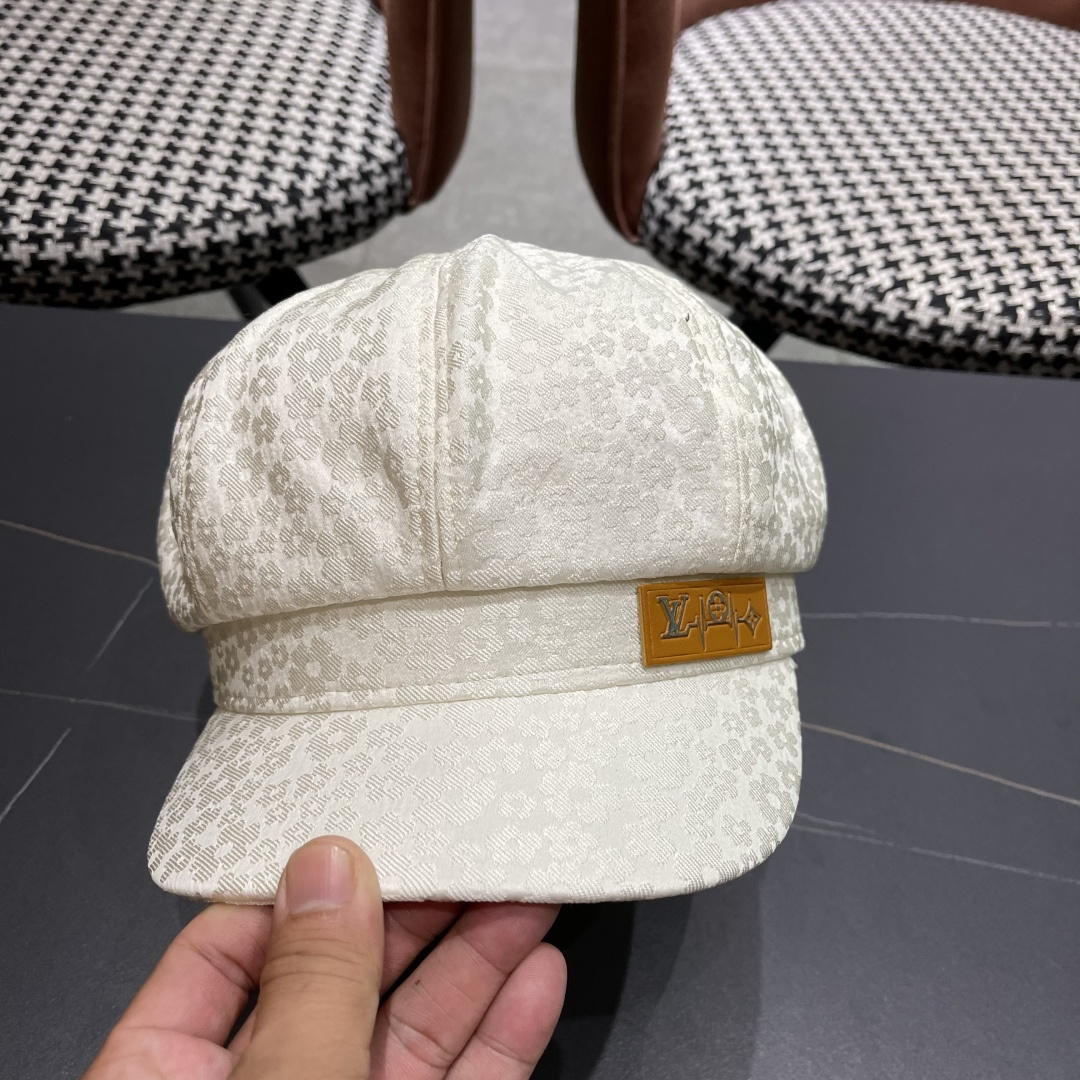  Lv路易威登 碎花蕾丝贝雷帽女夏季薄款透气品脸小八角
帽韩版百搭报童画家帽子