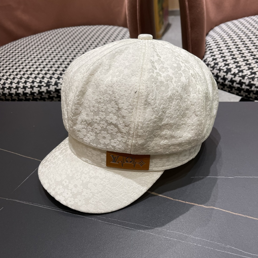  Lv路易威登 碎花蕾丝贝雷帽女夏季薄款透气品脸小八角
帽韩版百搭报童画家帽子