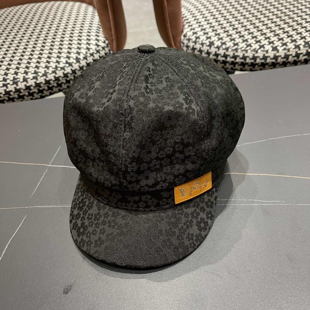  Lv路易威登 碎花蕾丝贝雷帽女夏季薄款透气品脸小八角
帽韩版百搭报童画家帽子