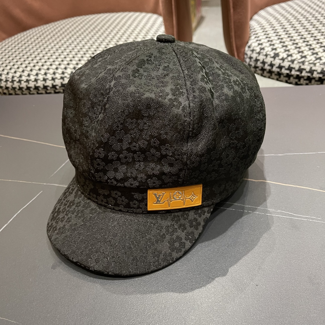  Lv路易威登 碎花蕾丝贝雷帽女夏季薄款透气品脸小八角
帽韩版百搭报童画家帽子