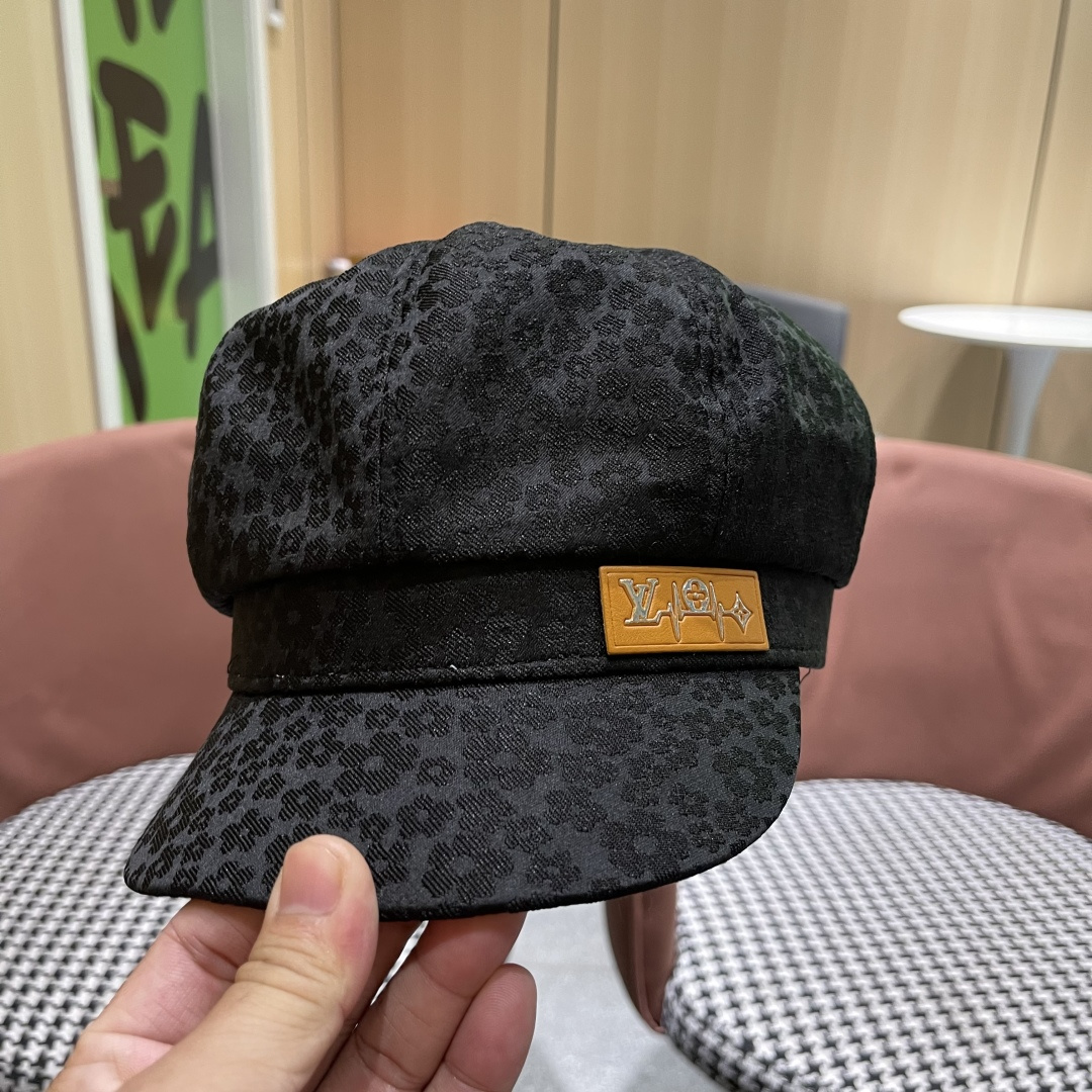  Lv路易威登 碎花蕾丝贝雷帽女夏季薄款透气品脸小八角
帽韩版百搭报童画家帽子