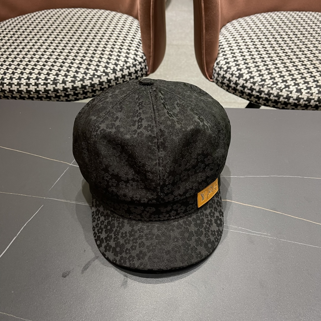  Lv路易威登 碎花蕾丝贝雷帽女夏季薄款透气品脸小八角
帽韩版百搭报童画家帽子