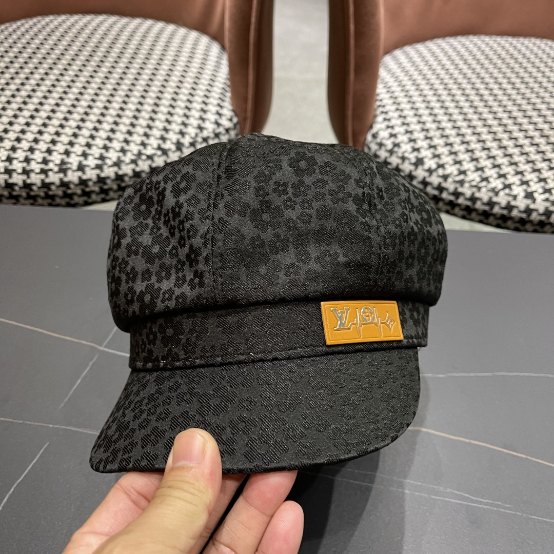  Lv路易威登 碎花蕾丝贝雷帽女夏季薄款透气品脸小八角
帽韩版百搭报童画家帽子