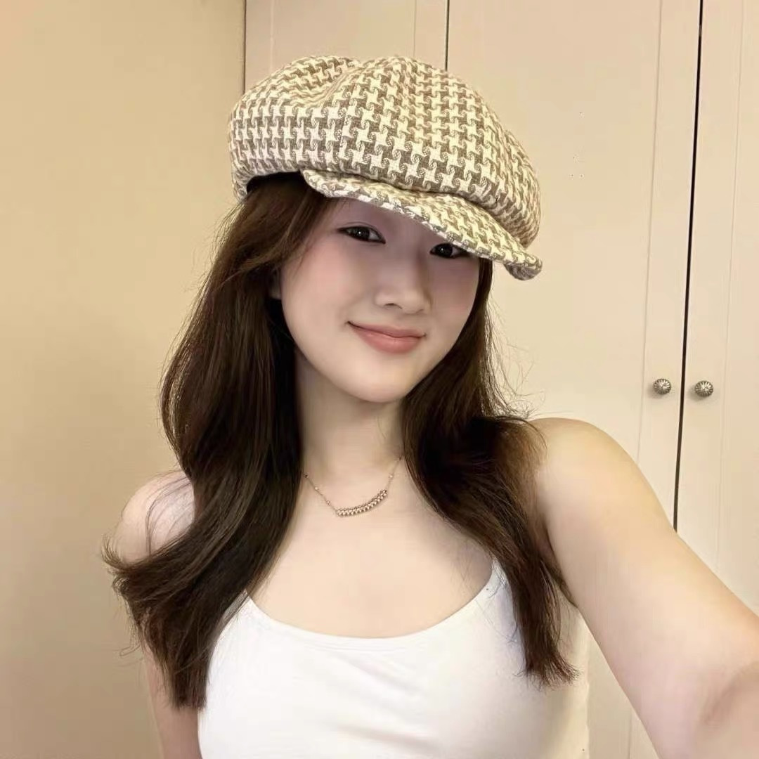 NO:363841,Chanel Houndstooth Cloud Octagonal Hat Women's Fashion Autumn and Winter Retro British Painter Hat Korean Fashion versatile Beret Hat Straw Hat Fisherman's Hat Baseball Hat Knitted Hats, Hats, Chanel, espadrilles, Hats香奈儿 千鸟格云朵八角帽子女时尚秋冬复古英伦画家帽 韩版时尚百搭贝雷帽帽子草帽渔夫帽棒球帽针织帽,帽子,chanel,espadrilles,hats,hat