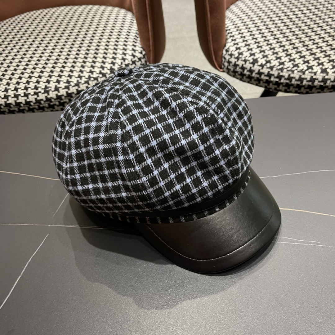  普拉达 2025 新款韩版格纹贝雷帽女春秋百搭显脸小
休闲画家帽潮八角帽