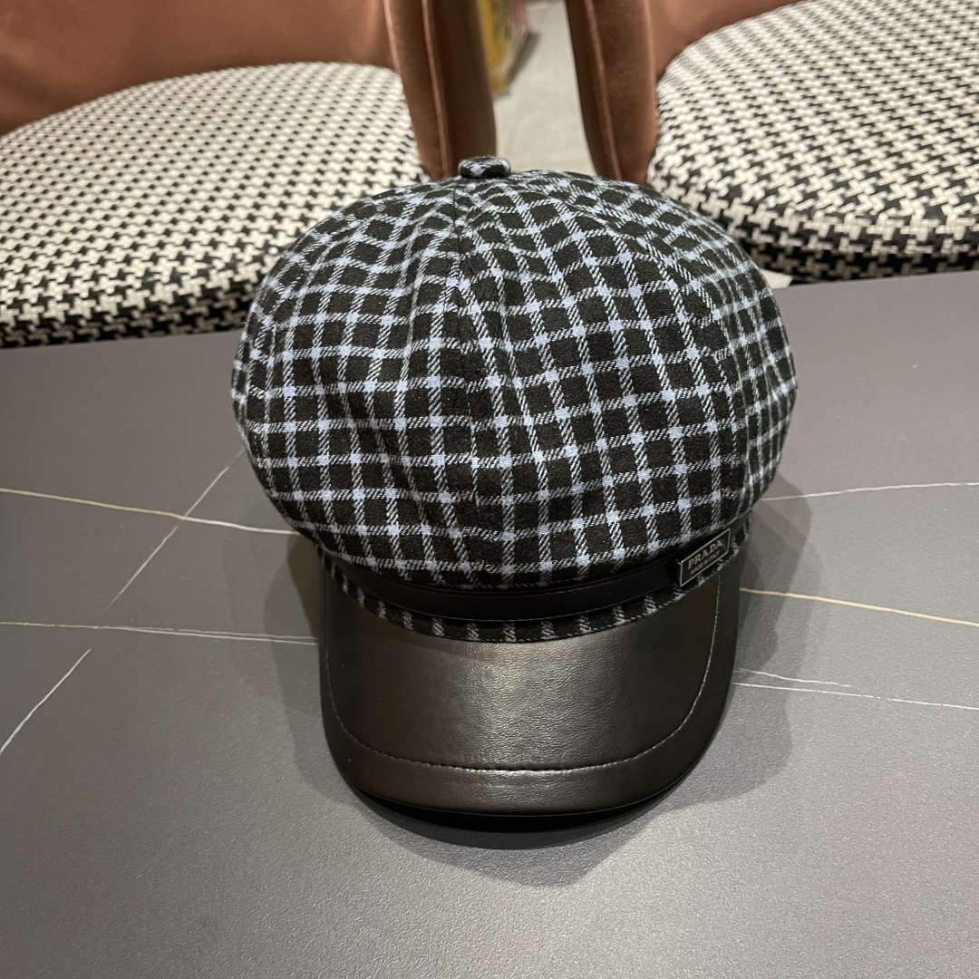 NO:363829,Prada 2025 new Korean version of plaid beret women's spring and autumn versatile face, casual painter hat, trendy octagonal hat, straw hat, fisherman hat, baseball hat, knit hat, hat, prada, espadrilles, hats普拉达 2025 新款韩版格纹贝雷帽女春秋百搭显脸小 休闲画家帽潮八角帽帽子草帽渔夫帽棒球帽针织帽,帽子,prada,espadrilles,hats,hat