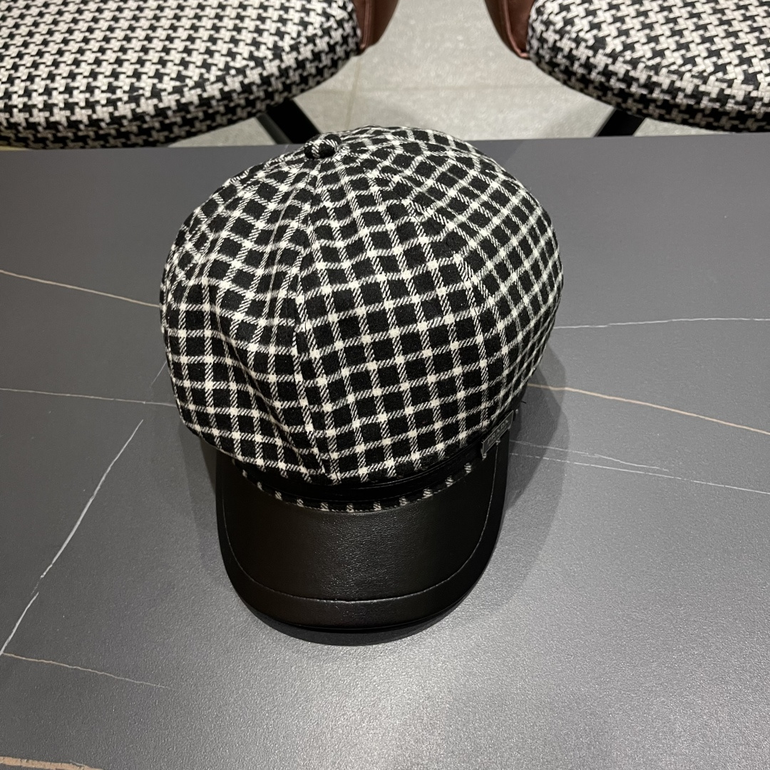  普拉达 2025 新款韩版格纹贝雷帽女春秋百搭显脸小
休闲画家帽潮八角帽