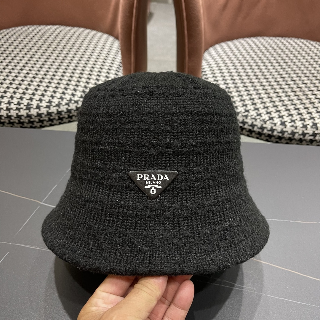 普拉达 日系针织渔夫帽子女春秋编织盆帽韩版潮百
搭遮脸洋气品脸小水桶帽