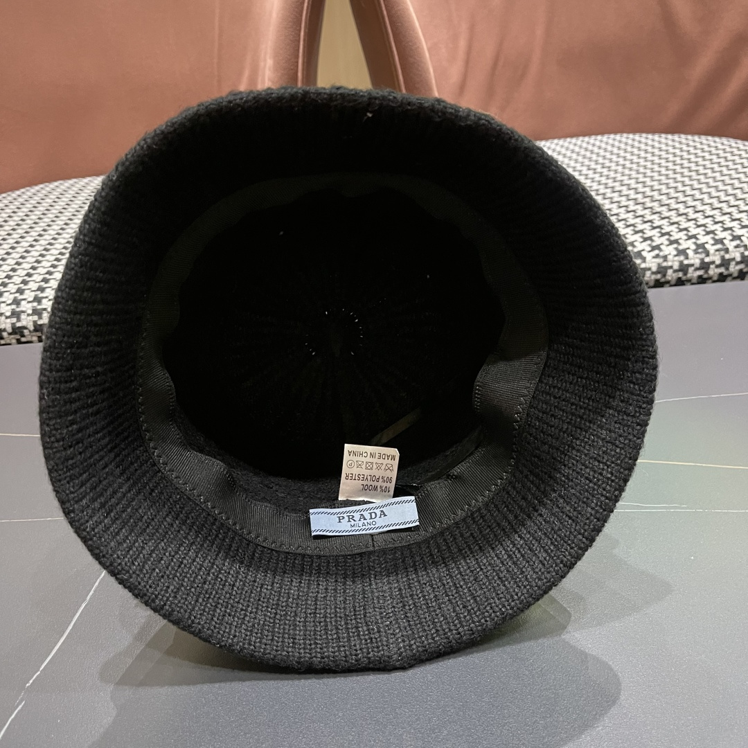 普拉达 日系针织渔夫帽子女春秋编织盆帽韩版潮百
搭遮脸洋气品脸小水桶帽