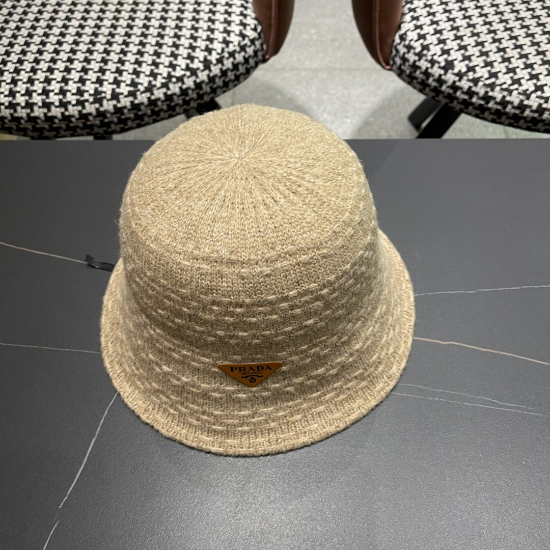 普拉达 日系针织渔夫帽子女春秋编织盆帽韩版潮百
搭遮脸洋气品脸小水桶帽