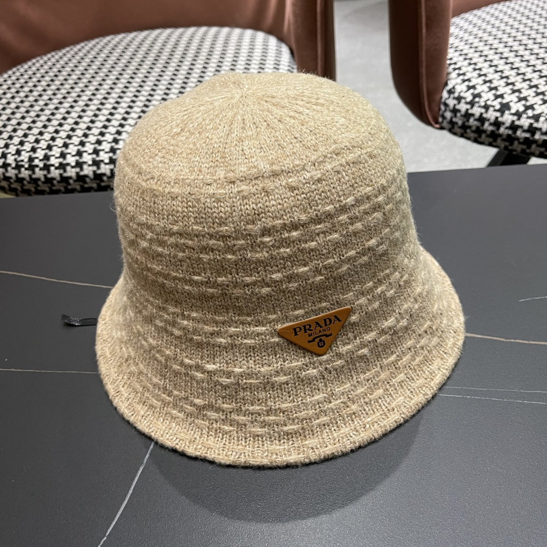 普拉达 日系针织渔夫帽子女春秋编织盆帽韩版潮百
搭遮脸洋气品脸小水桶帽