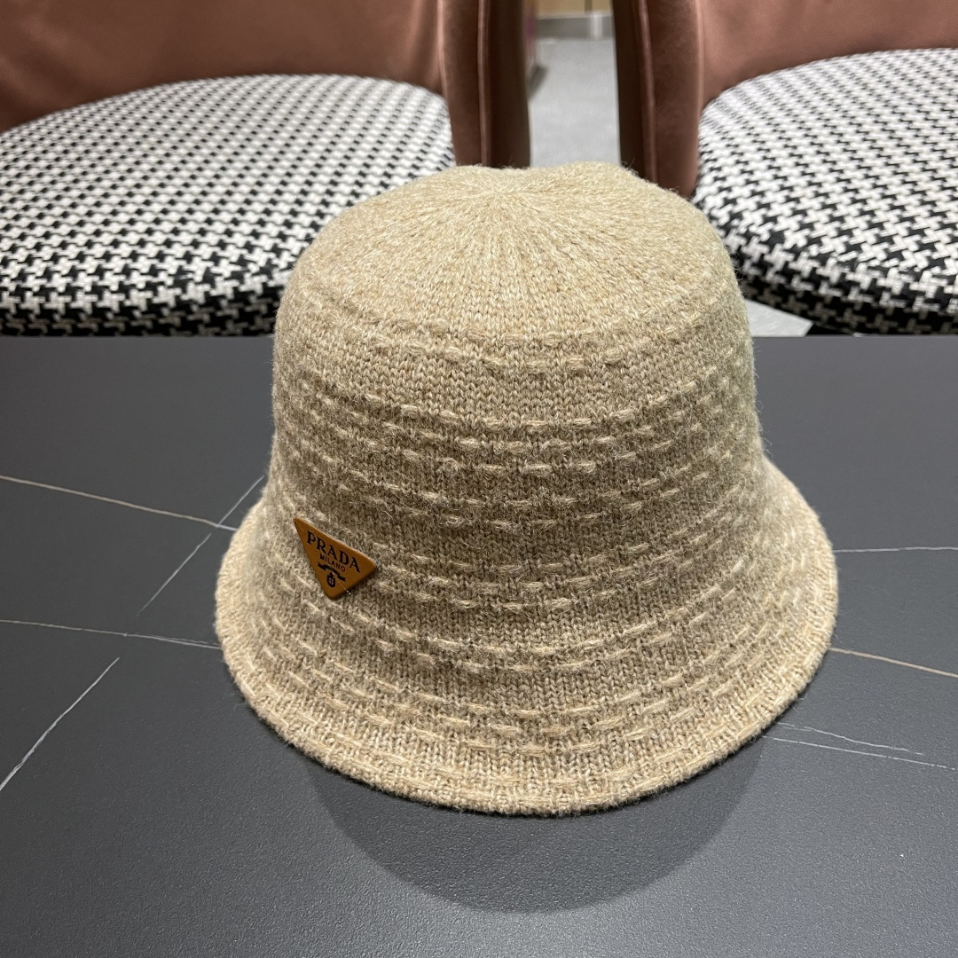普拉达 日系针织渔夫帽子女春秋编织盆帽韩版潮百
搭遮脸洋气品脸小水桶帽