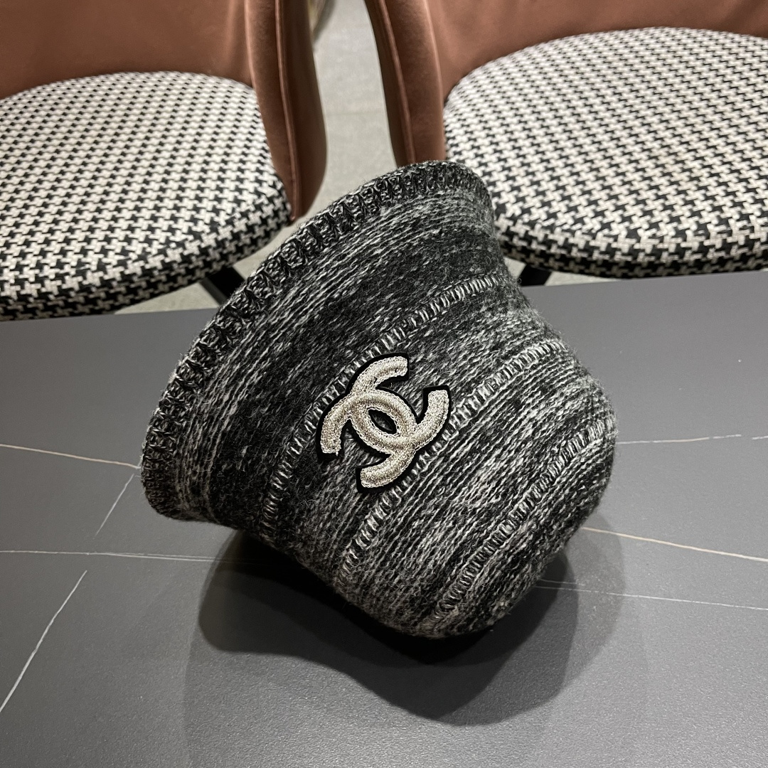  香奈儿 2025混色针织简约新款渔夫帽女士春季气
质百搭防晒水桶帽遮阳盆帽子潮