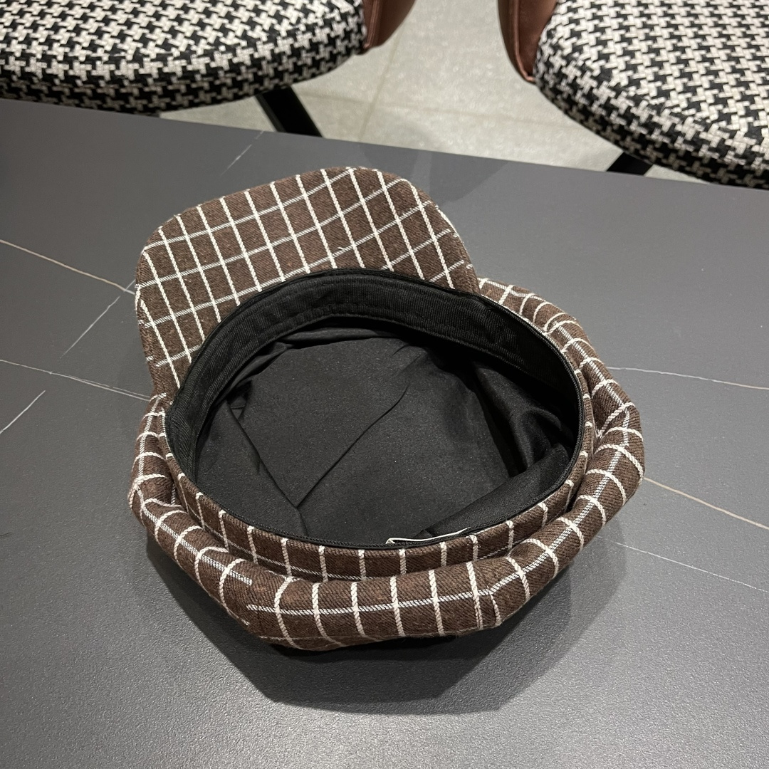  迪奥2025韩版八角帽子女士轻薄格子鸭舌帽秋天学生画家
帽薄款透气贝雷帽