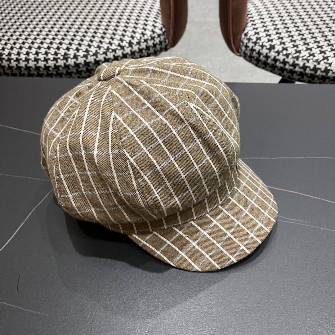  迪奥2025韩版八角帽子女士轻薄格子鸭舌帽秋天学生画家
帽薄款透气贝雷帽