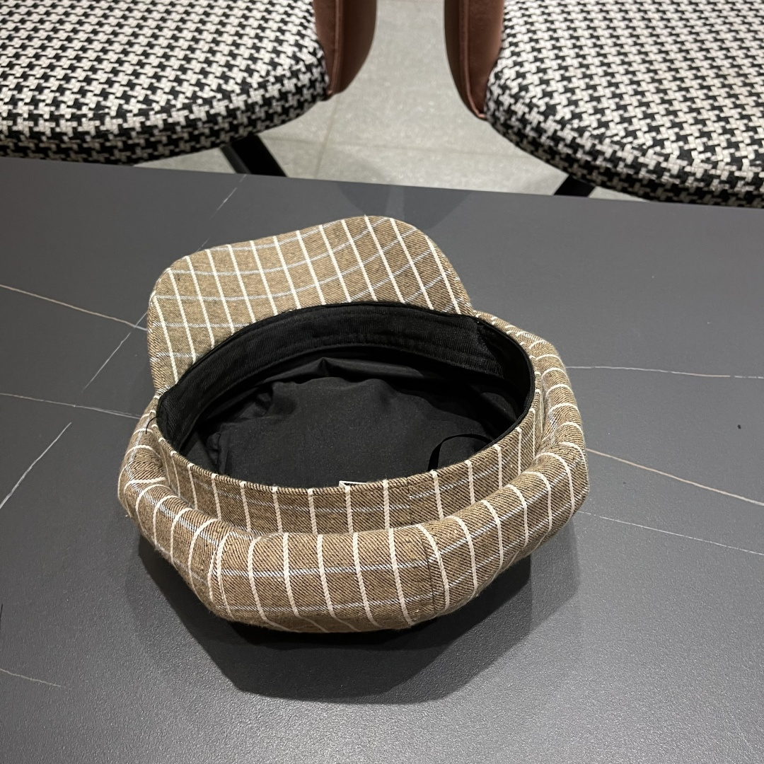  迪奥2025韩版八角帽子女士轻薄格子鸭舌帽秋天学生画家
帽薄款透气贝雷帽