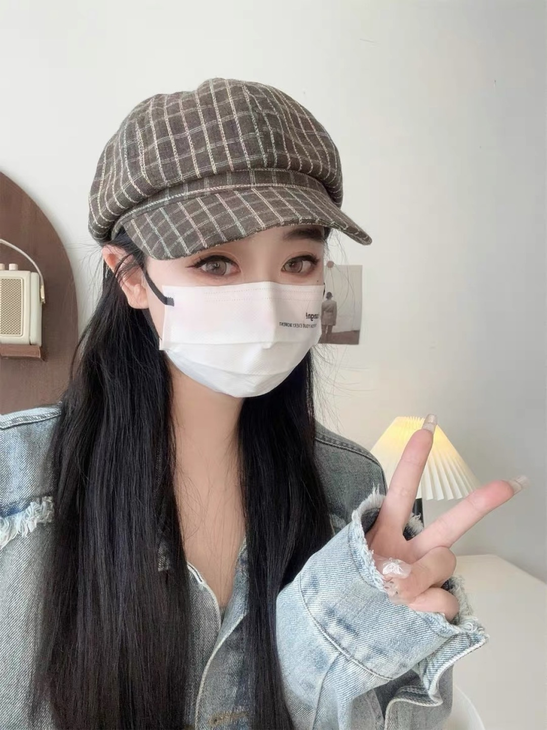  迪奥2025韩版八角帽子女士轻薄格子鸭舌帽秋天学生画家
帽薄款透气贝雷帽