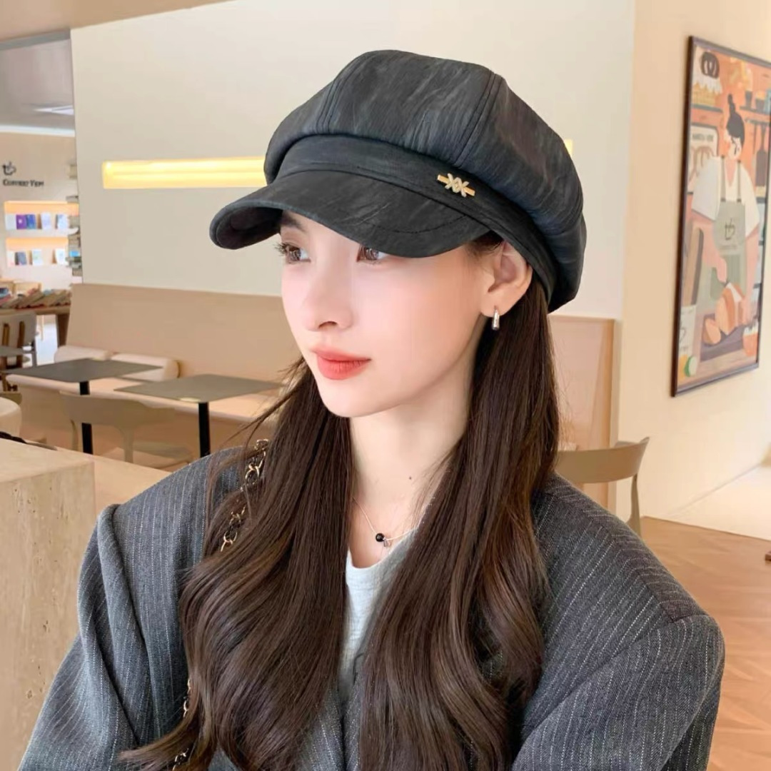 NO:358426,Prada, Japanese Fuji leather texture octagonal hat for women in spring and autumn British style beret versatile casual newspaper beret trendy hat straw hat fisherman hat baseball hat, hat, prada, espadrilles, hats普拉达,日系复吉皮质纹理八角帽子女春秋季 英伦风贝雷帽百搭休闲报童帽潮帽子草帽渔夫帽棒球帽,帽子,prada,espadrilles,hats,hat