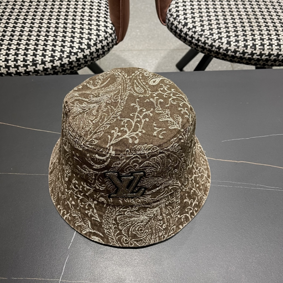  
 Lv路易威登 日韩系花纹做旧休闲复古时尚百搭街
头出游渔夫帽画家帽新款