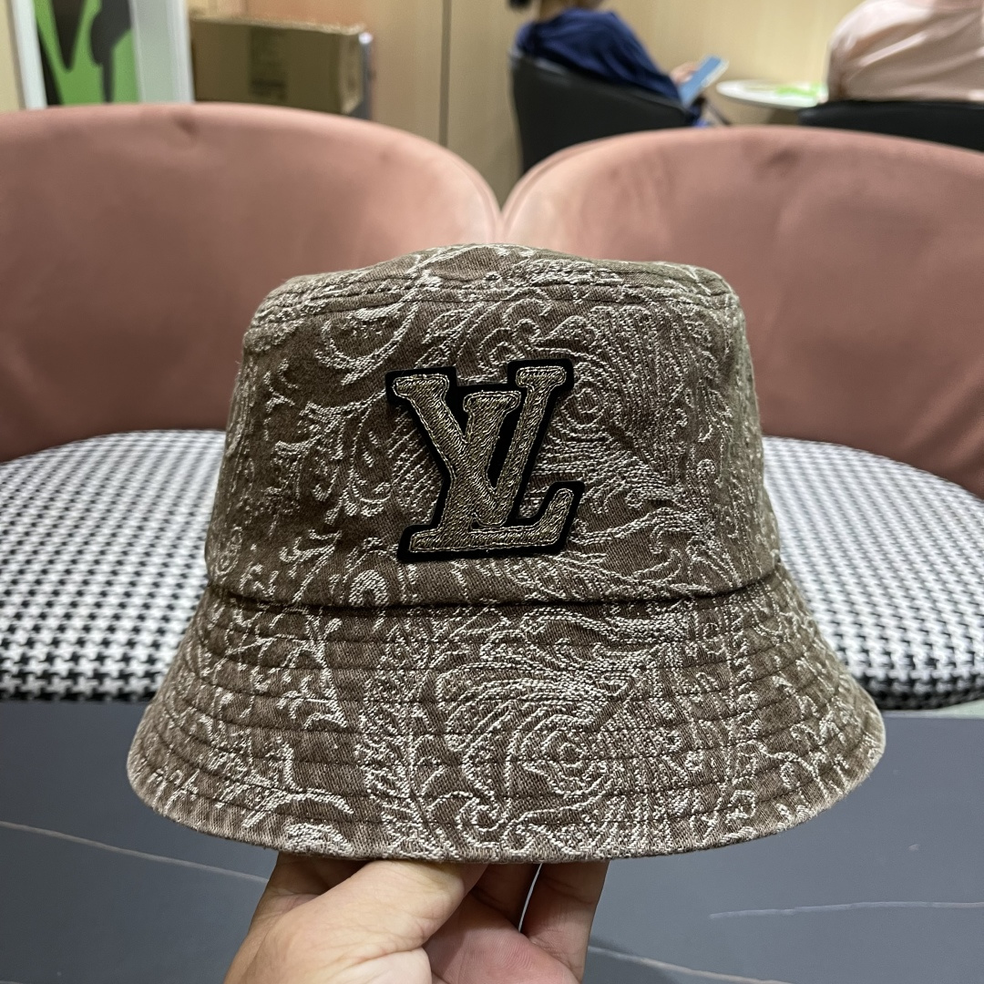  
 Lv路易威登 日韩系花纹做旧休闲复古时尚百搭街
头出游渔夫帽画家帽新款
