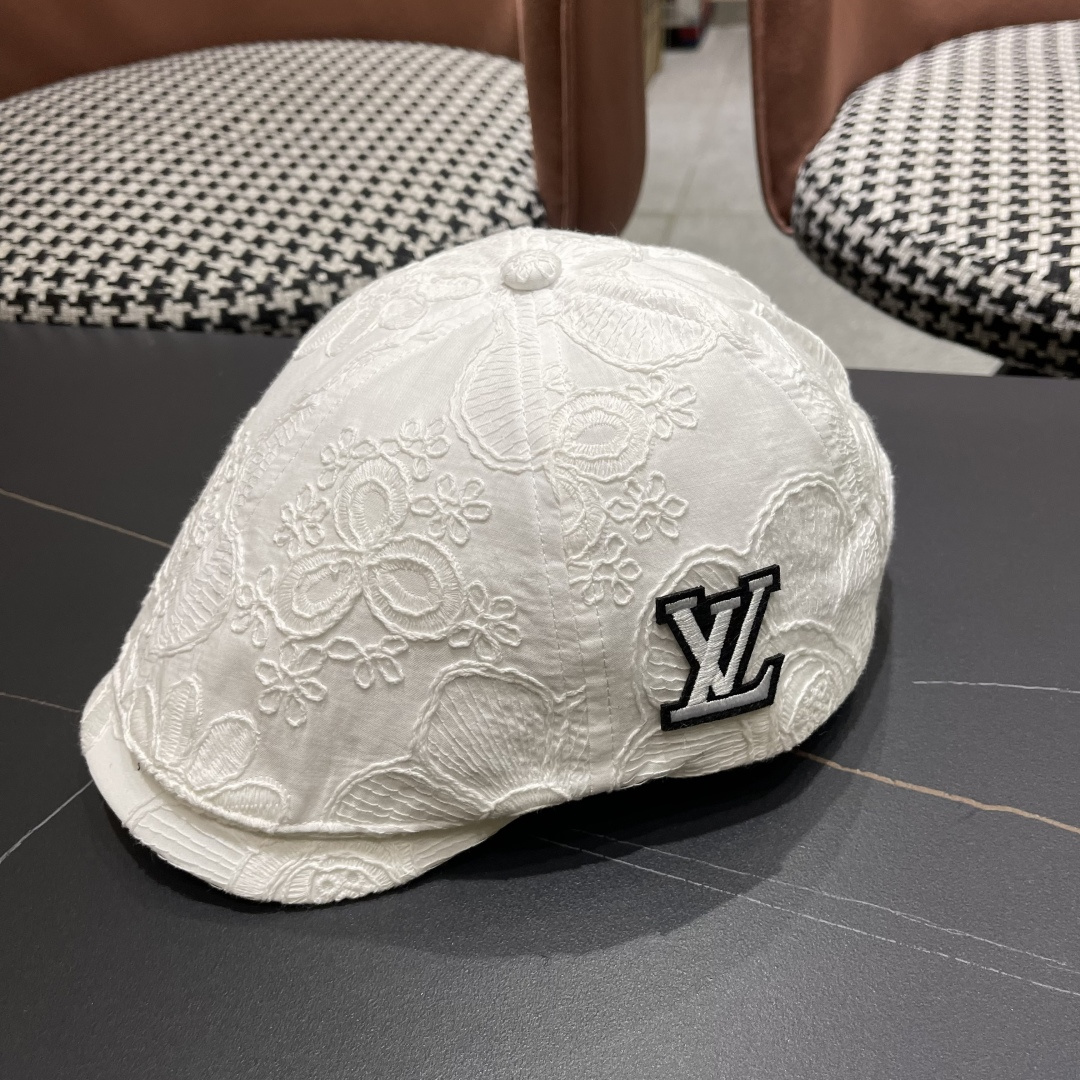  Lv路易威登 美式复古刺绣前进帽女春夏季休闲轻薄户外出游鸭舌贝雷帽显脸小潮
