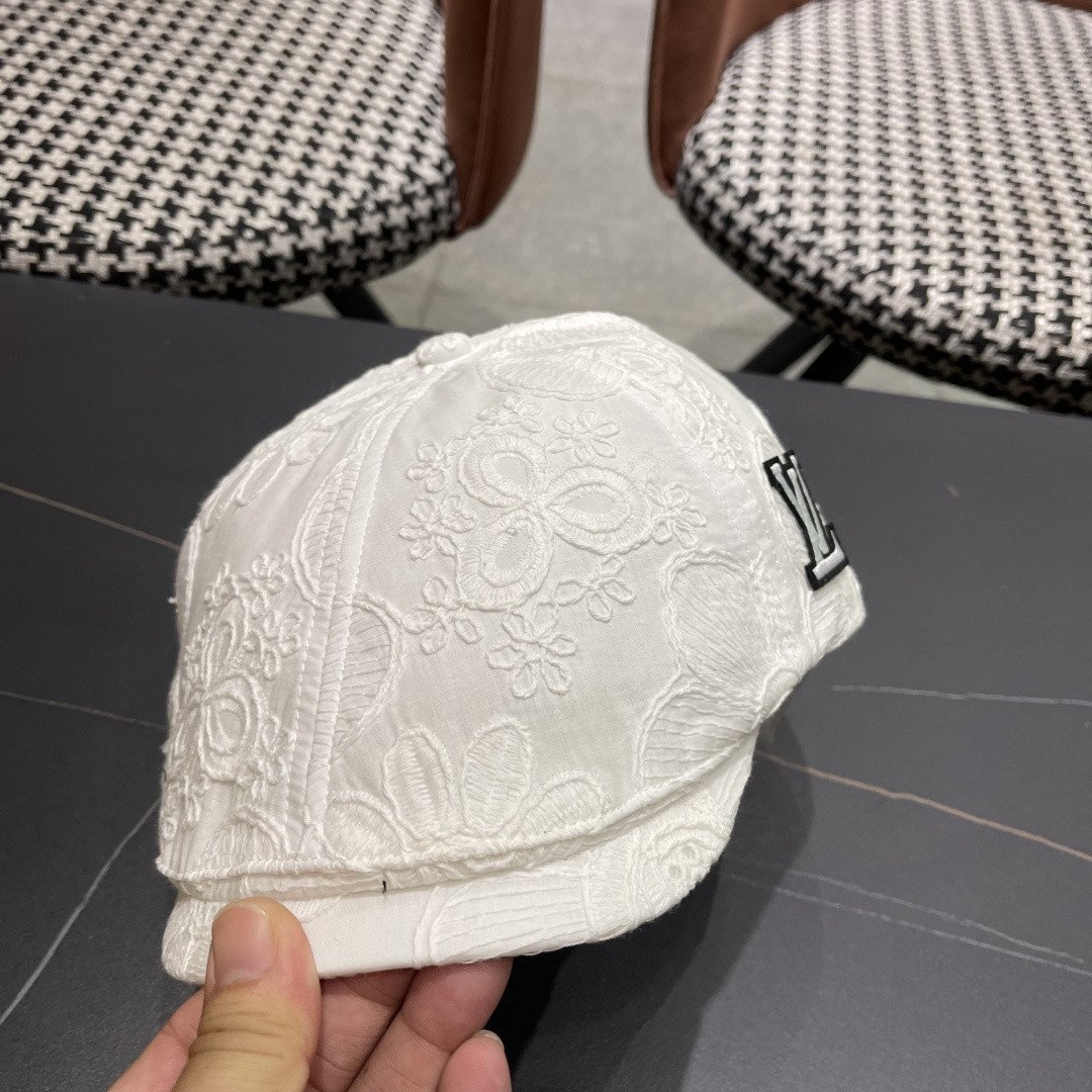  Lv路易威登 美式复古刺绣前进帽女春夏季休闲轻薄户外出游鸭舌贝雷帽显脸小潮