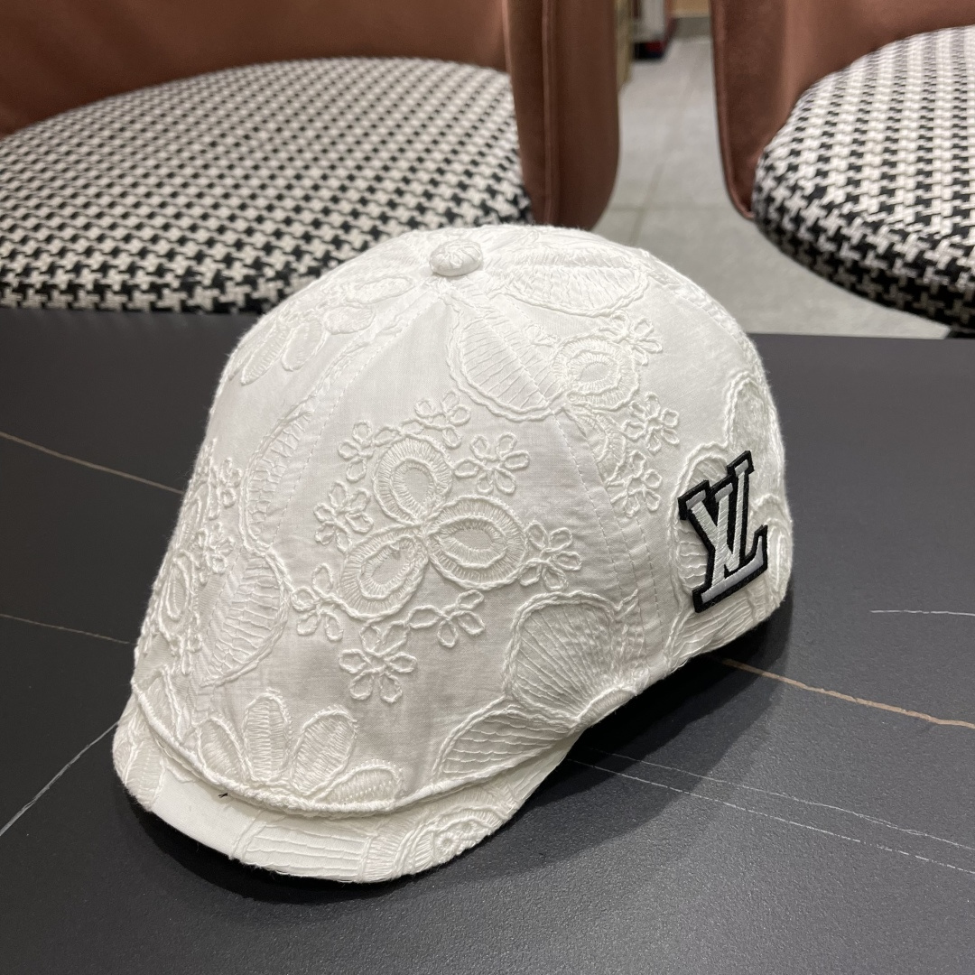  Lv路易威登 美式复古刺绣前进帽女春夏季休闲轻薄户外出游鸭舌贝雷帽显脸小潮