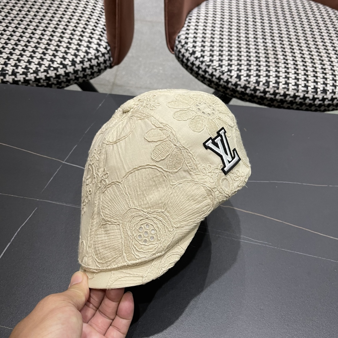  Lv路易威登 美式复古刺绣前进帽女春夏季休闲轻薄户外出游鸭舌贝雷帽显脸小潮