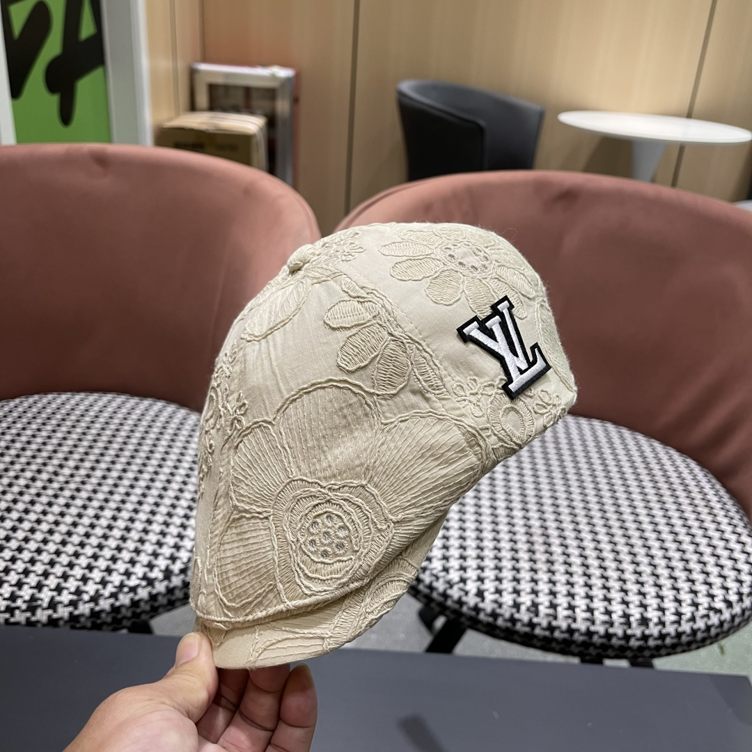  Lv路易威登 美式复古刺绣前进帽女春夏季休闲轻薄户外出游鸭舌贝雷帽显脸小潮