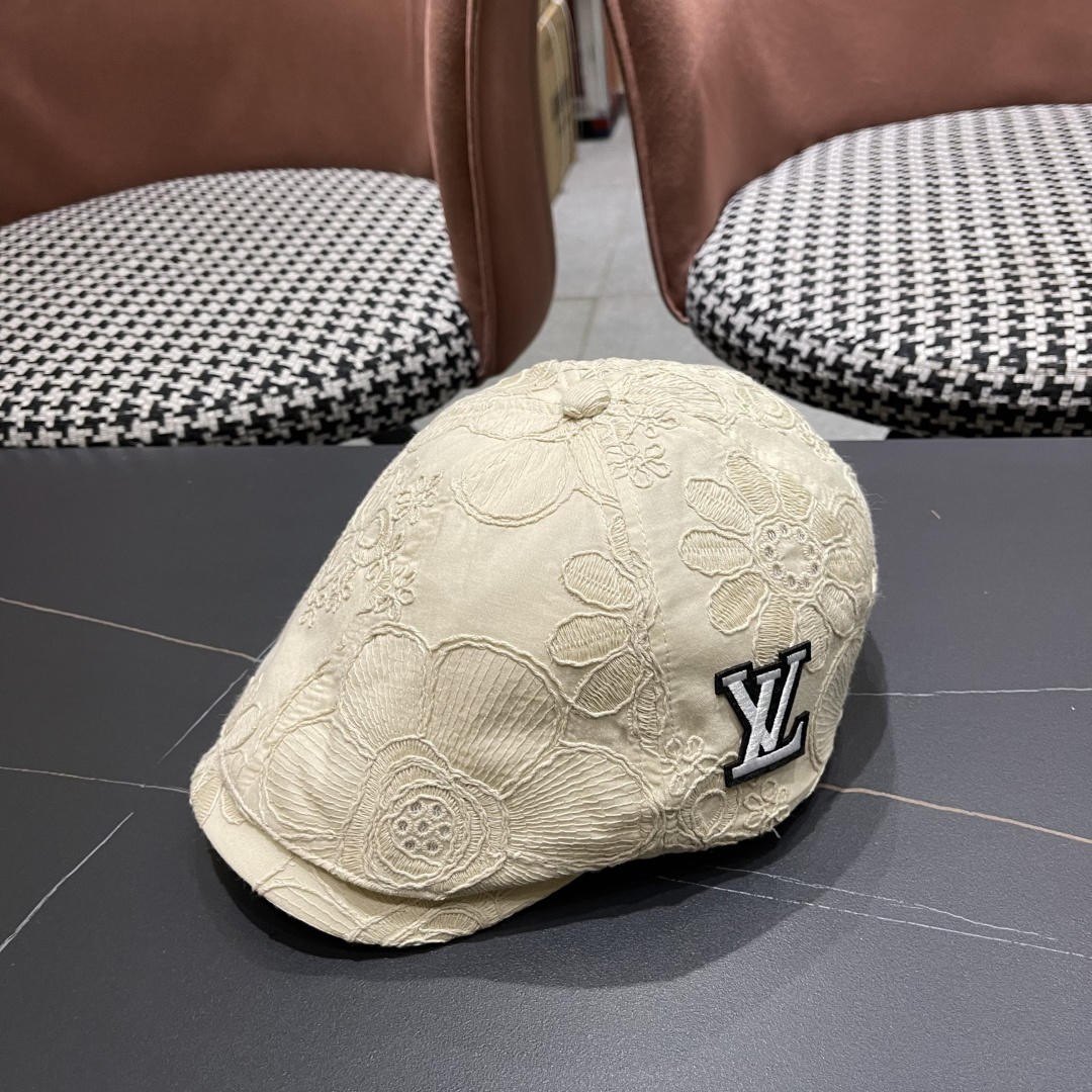  Lv路易威登 美式复古刺绣前进帽女春夏季休闲轻薄户外出游鸭舌贝雷帽显脸小潮