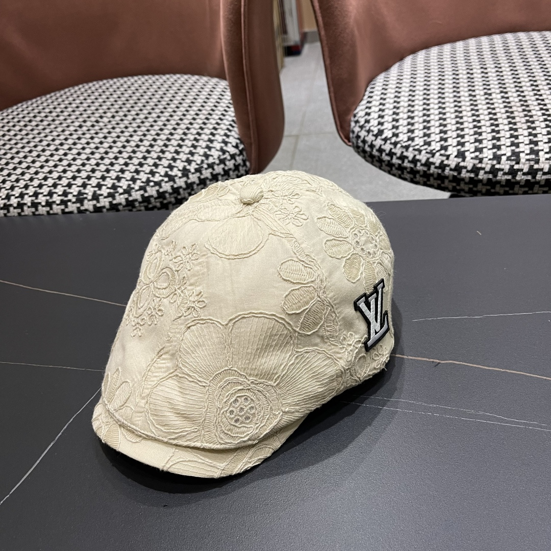  Lv路易威登 美式复古刺绣前进帽女春夏季休闲轻薄户外出游鸭舌贝雷帽显脸小潮