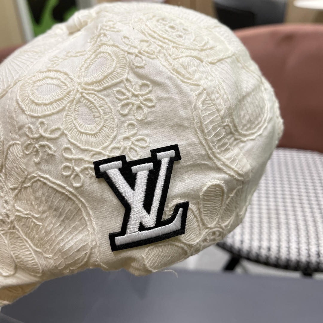 Lv路易威登 美式复古刺绣前进帽女春夏季休闲轻薄户外出游鸭舌贝雷帽显脸小潮