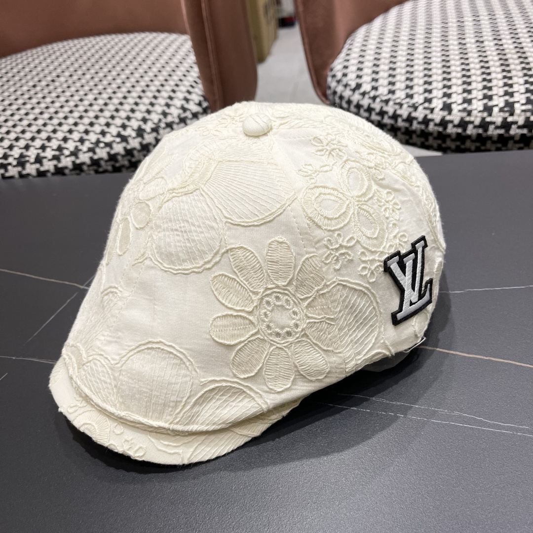  Lv路易威登 美式复古刺绣前进帽女春夏季休闲轻薄户外出游鸭舌贝雷帽显脸小潮
