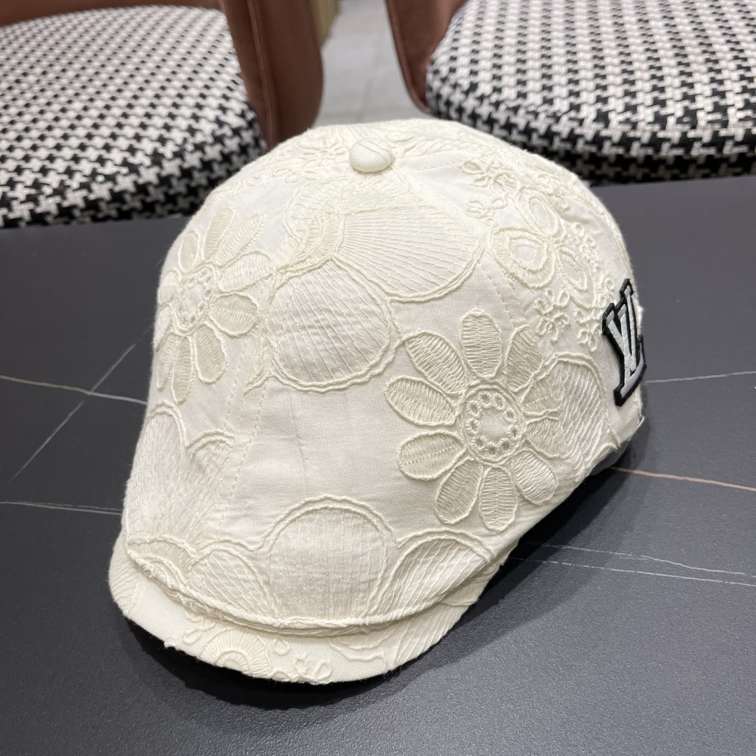  Lv路易威登 美式复古刺绣前进帽女春夏季休闲轻薄户外出游鸭舌贝雷帽显脸小潮