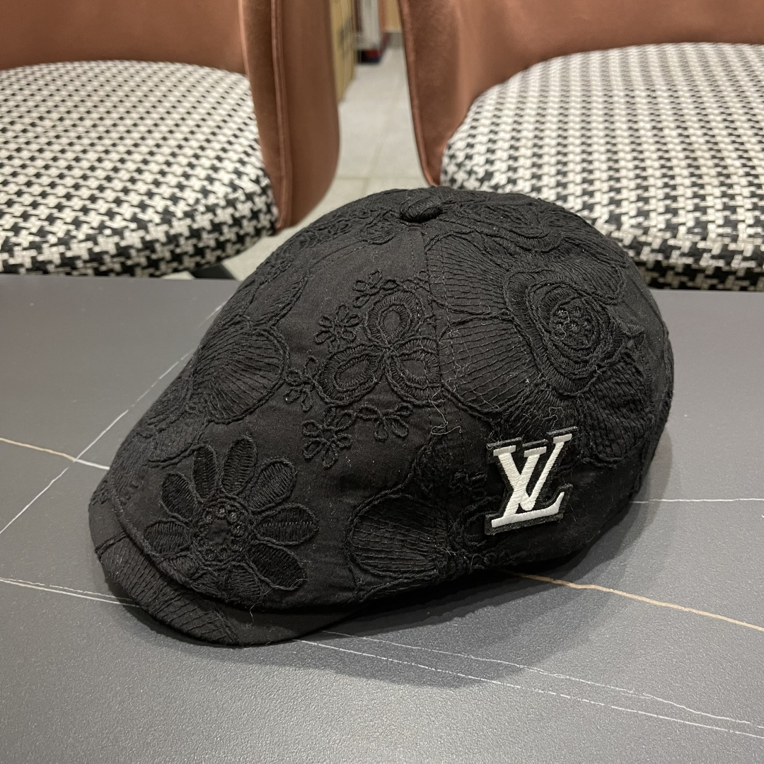  Lv路易威登 美式复古刺绣前进帽女春夏季休闲轻薄户外出游鸭舌贝雷帽显脸小潮