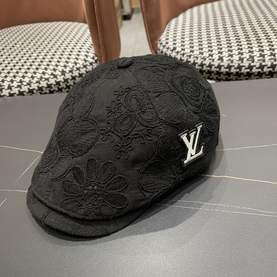  Lv路易威登 美式复古刺绣前进帽女春夏季休闲轻薄户外出游鸭舌贝雷帽显脸小潮