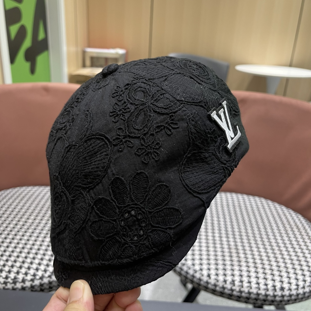 Lv路易威登 美式复古刺绣前进帽女春夏季休闲轻薄户外出游鸭舌贝雷帽显脸小潮