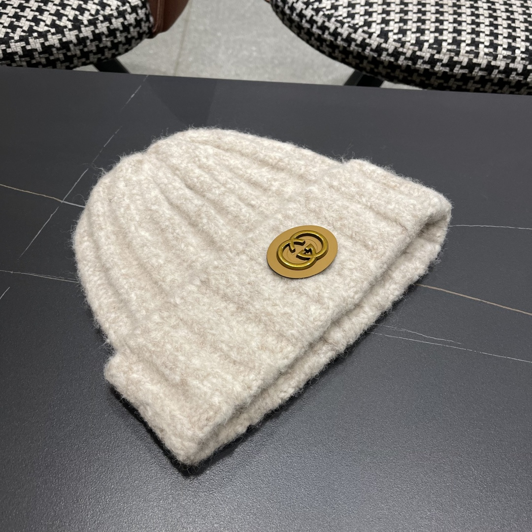 古奇 日系条纹保暖毛线帽子女户外滑雪宽松情侣新款冷帽时尚针织帽