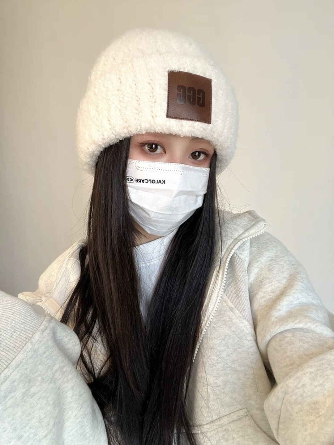 古奇 日系条纹保暖毛线帽子女户外滑雪宽松情侣新款冷帽时尚针织帽