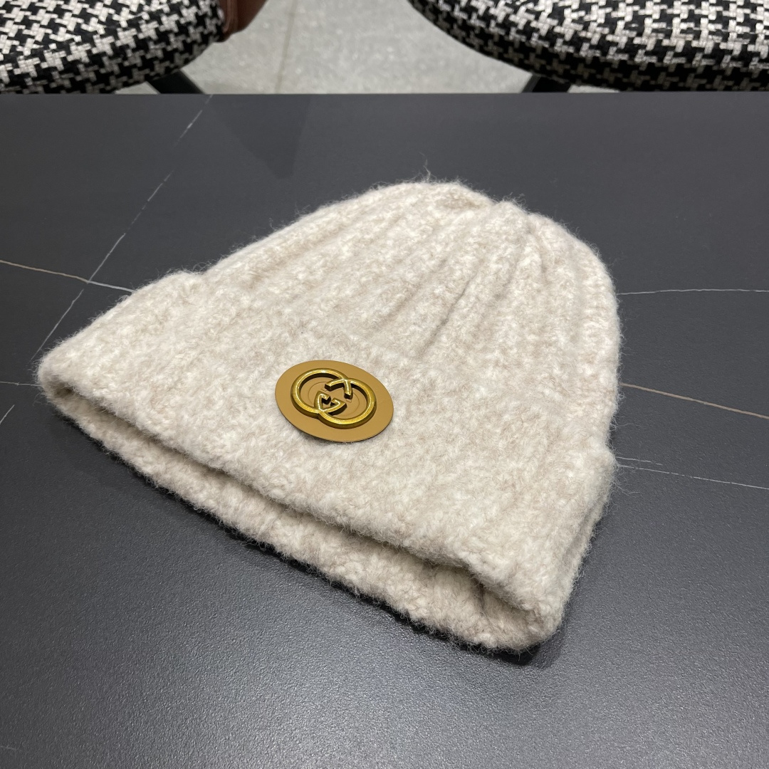 古奇 日系条纹保暖毛线帽子女户外滑雪宽松情侣新款冷帽时尚针织帽