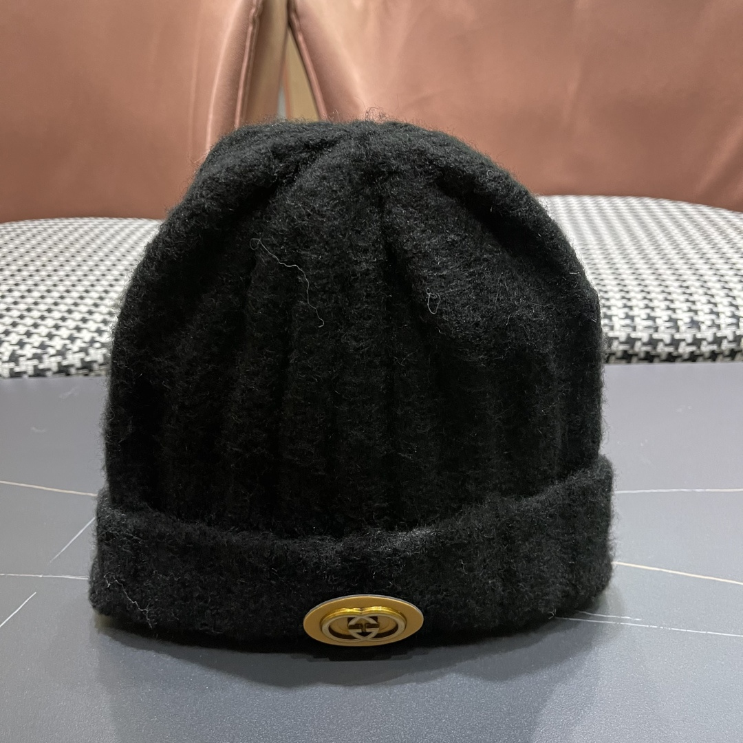 古奇 日系条纹保暖毛线帽子女户外滑雪宽松情侣新款冷帽时尚针织帽