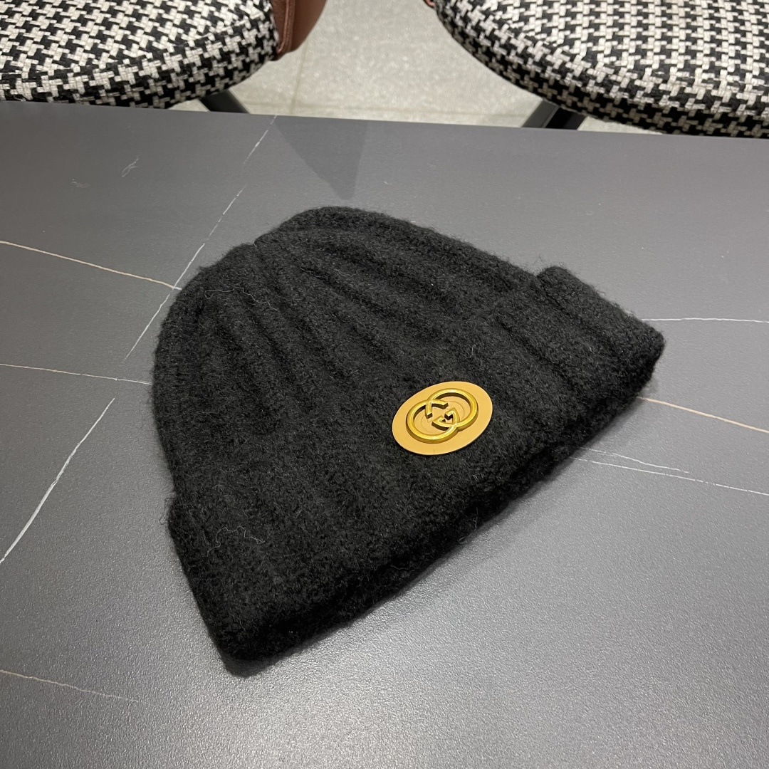 古奇 日系条纹保暖毛线帽子女户外滑雪宽松情侣新款冷帽时尚针织帽