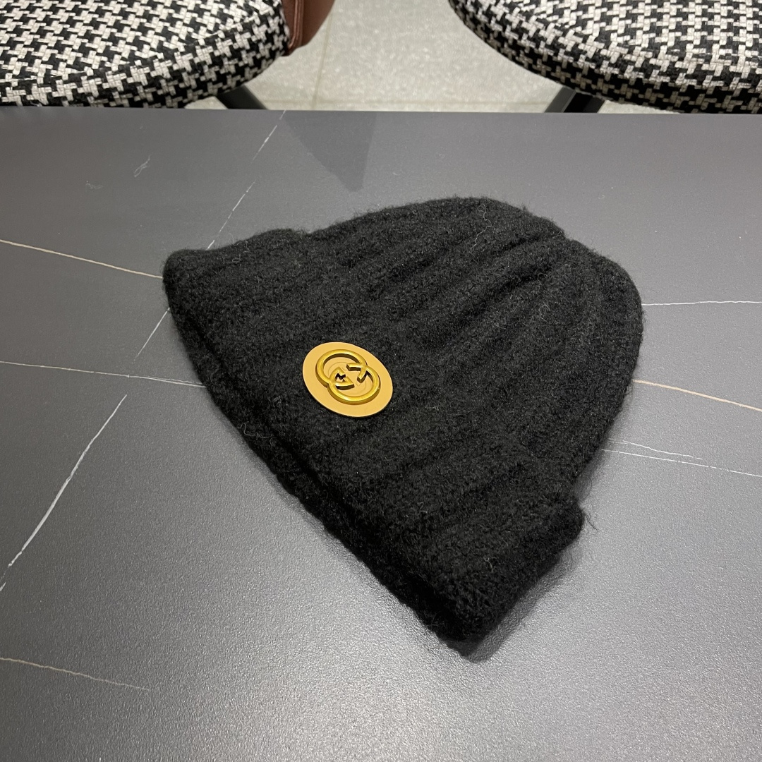 古奇 日系条纹保暖毛线帽子女户外滑雪宽松情侣新款冷帽时尚针织帽