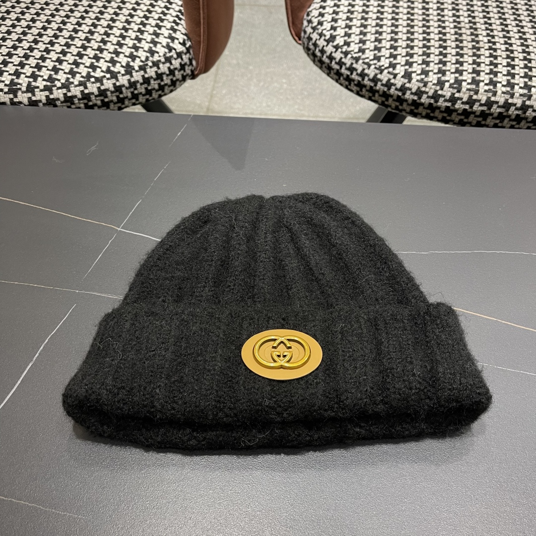 古奇 日系条纹保暖毛线帽子女户外滑雪宽松情侣新款冷帽时尚针织帽