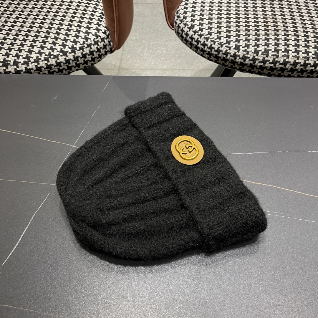 古奇 日系条纹保暖毛线帽子女户外滑雪宽松情侣新款冷帽时尚针织帽