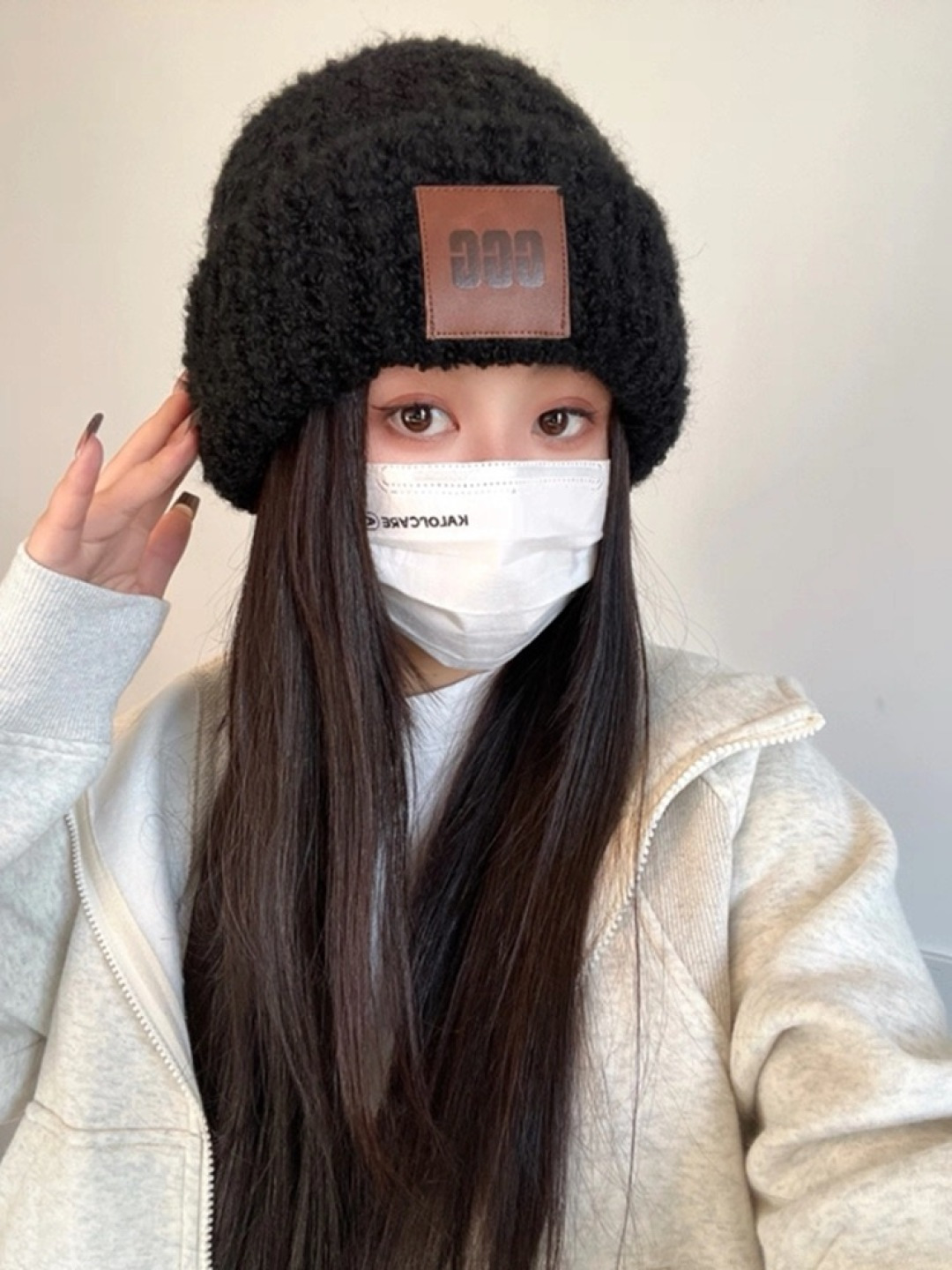 古奇 日系条纹保暖毛线帽子女户外滑雪宽松情侣新款冷帽时尚针织帽