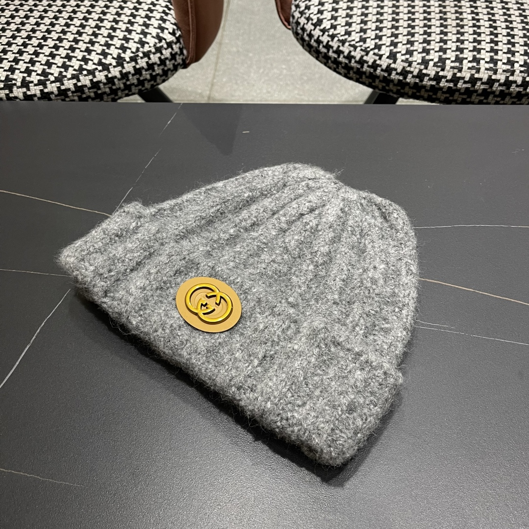 古奇 日系条纹保暖毛线帽子女户外滑雪宽松情侣新款冷帽时尚针织帽